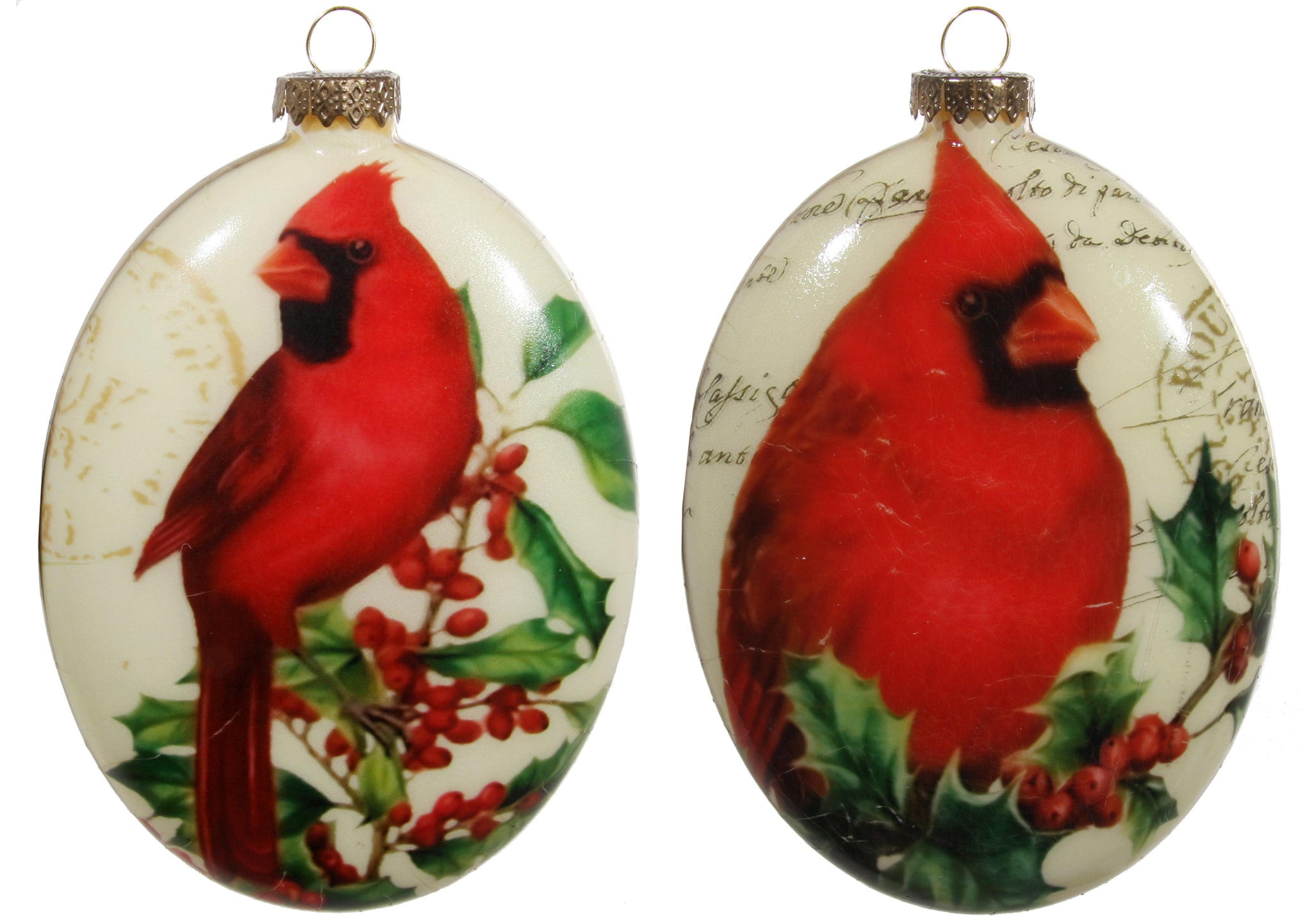 Glas ornament med rød kardinal