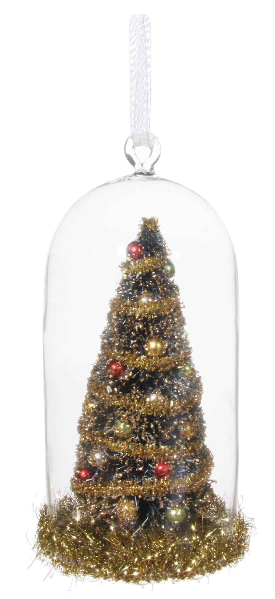 Mundblæst glas kuppel med juletræ