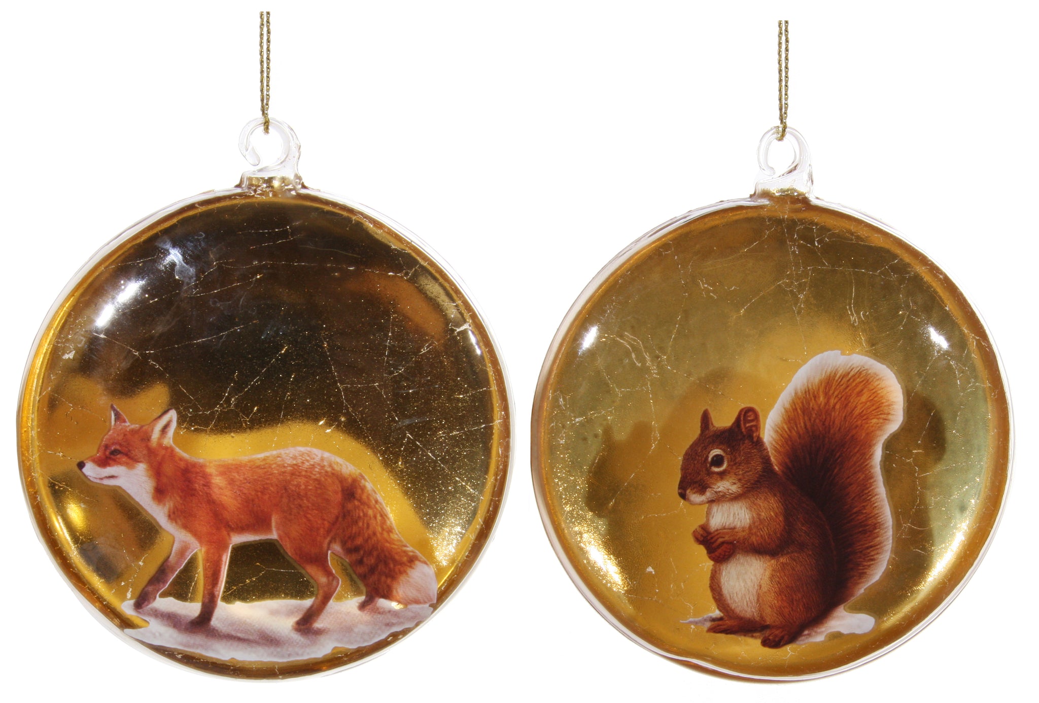 Guld glas ornament med egern